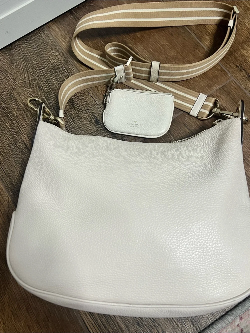 Kate Spade Rosie Crossbody Pebbled Leather Parchment White Bag With Pouch